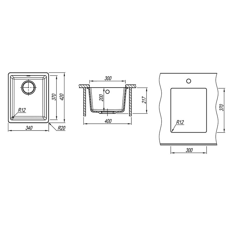 Кухонная мойка Florentina ВЕГА 22.305.A0300.102, черный, артикул 22.305.A0300.102
