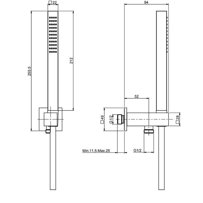 Fima Carlo Frattini Set doccia Душевой гарнитур, настенный держатель, с ручным душем и шлангом 150см., цвет: золото