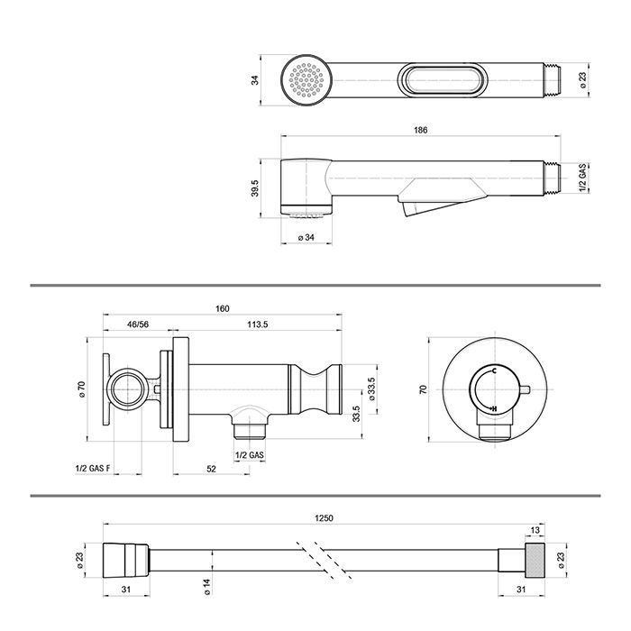 BOSSINI MACAN Гигиенический душ с прогрессивным смесителем, лейка пластиковая, шланг Cromolux 125 см, цвет хром BOSSINI MACAN Гигиенический душ с прогрессивным смесителем, лейка пластиковая, шланг Cromolux 125 см, цвет хром