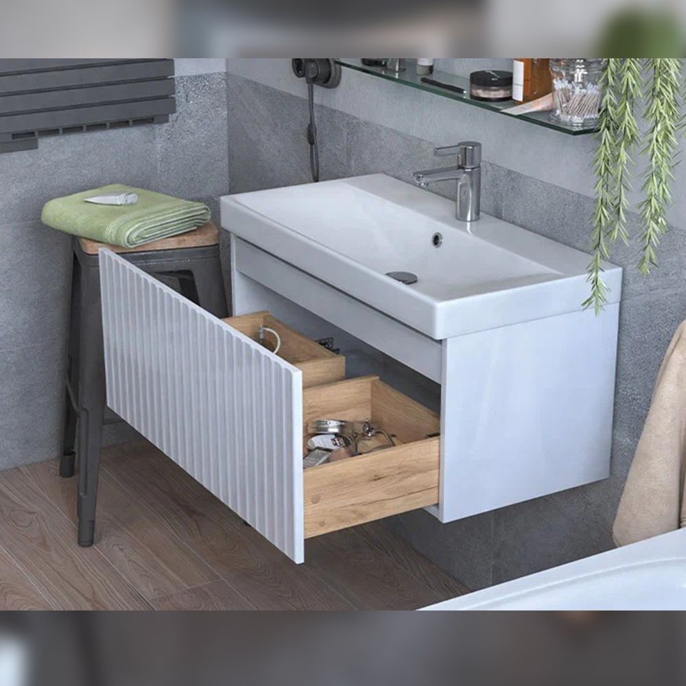 Тумба под раковину подвесная Velvex Compo tp.COM.9696.80.1Y белый глянец, 80 см, артикул tp.COM.9696.80.1Y белый глянец