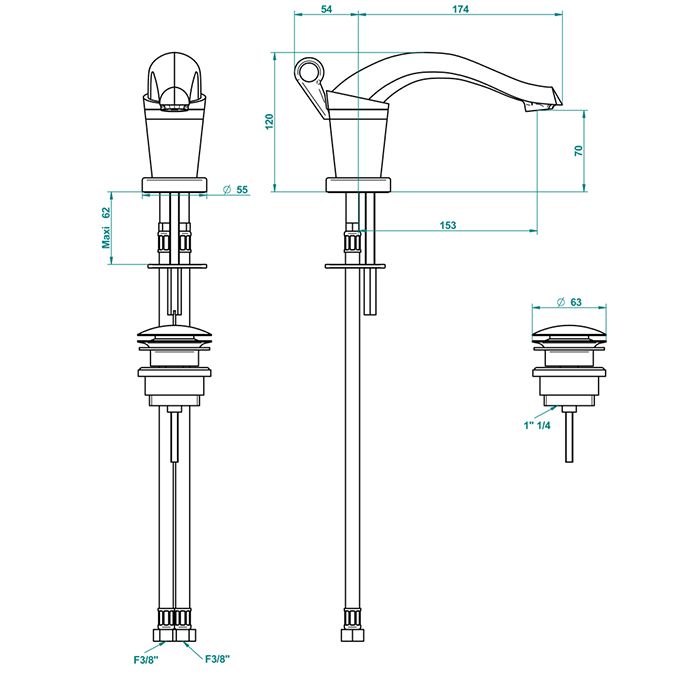 THG BAGATELLE METAL Смеситель для раковины на 1 отверстие, с донным клапаном, цвет хром THG BAGATELLE METAL Смеситель для раковины на 1 отверстие, с донным клапаном, цвет хром