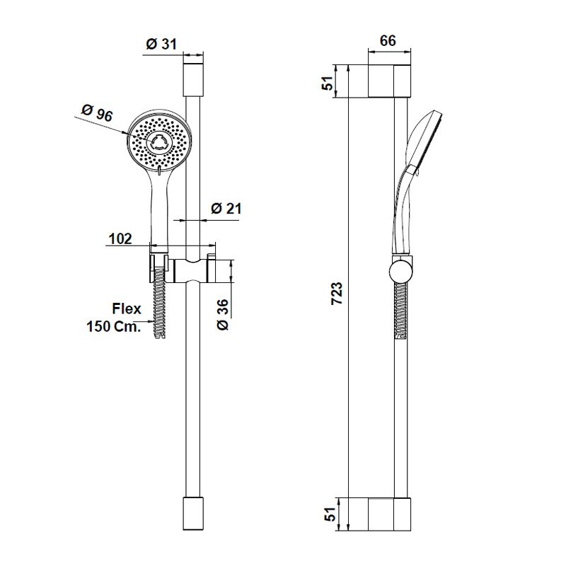 Bongio Pi7 Душевой набор, цвет хром