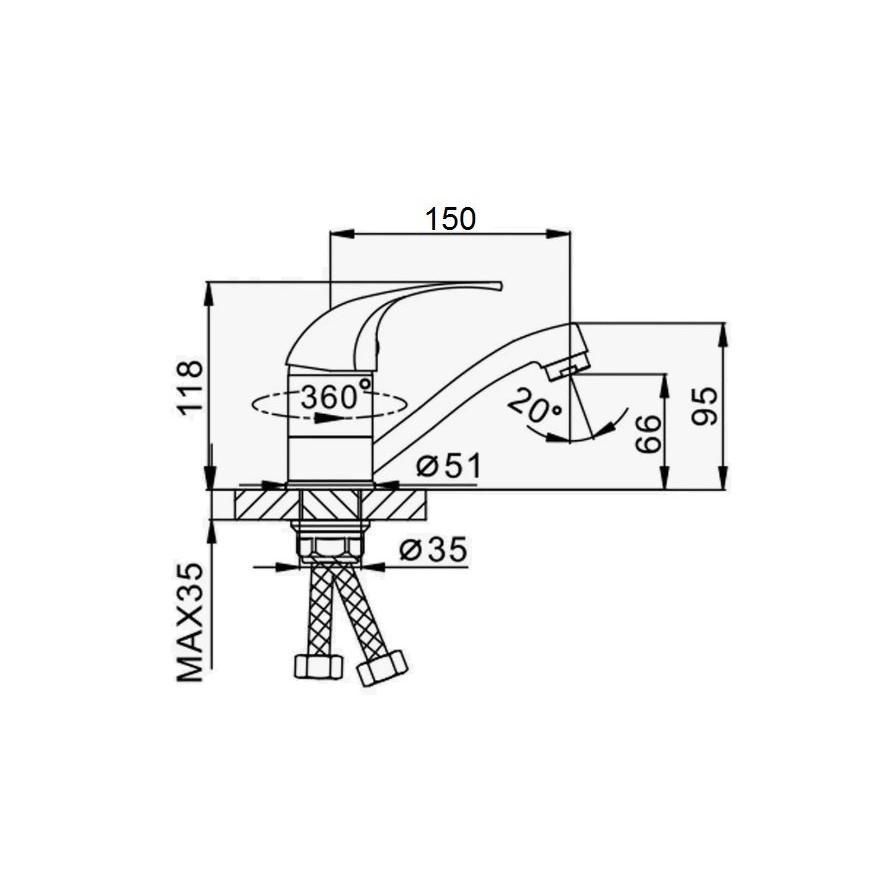 Смеситель для кухни D-Lin D151602, хром