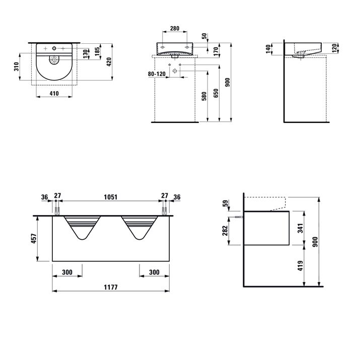 Раковина, Laufen, Sonar, ширина, мм-410, глубина, мм-420, высота, мм-140, отверстия для смесителя-1, цвет-белый Раковина, Laufen, Sonar, ширина, мм-410, глубина, мм-420, высота, мм-140, отверстия для смесителя-1, цвет-белый