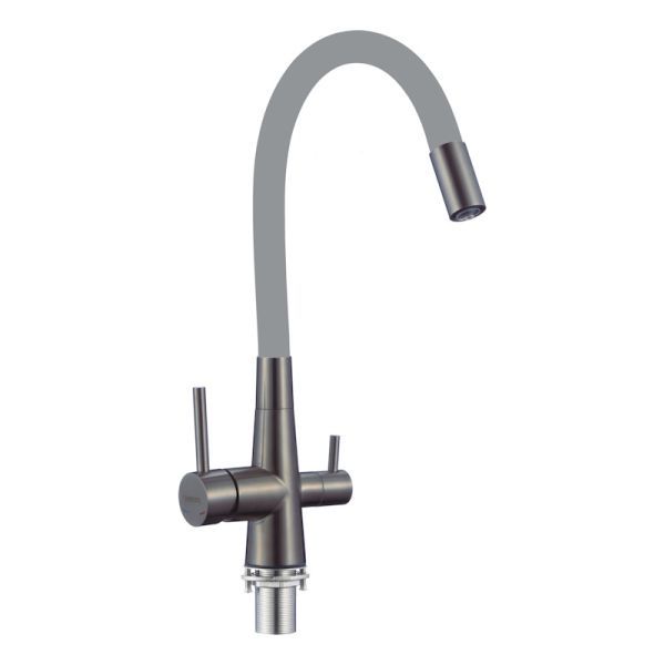 Смеситель для кухни с подключением фильтра воды Fmark FS1062-Q04, графит/серый
