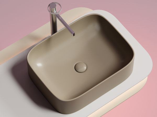 Умывальник чаша накладная прямоугольная (цвет Капучино Матовый) Элемент (Element) 505x380x150мм