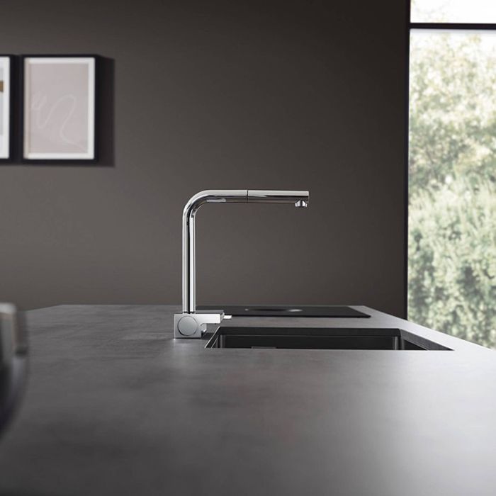 Смеситель для кухни, Hansgrohe, Aquno Select M81, тип открывания воды-рычажный, тип регулирования воды-керамический картридж, монтаж-на раковину/столешницу, отверстия для монтажа-1, высота, мм-281, вынос излива, мм-215, тип излива-L-образный, стандарт под Смеситель для кухни, Hansgrohe, Aquno Select M81, тип открывания воды-рычажный, тип регулирования воды-керамический картридж, монтаж-на раковину/столешницу, отверстия для монтажа-1, высота, мм-281, вынос излива, мм-215, тип излива-L-образный, стандарт под