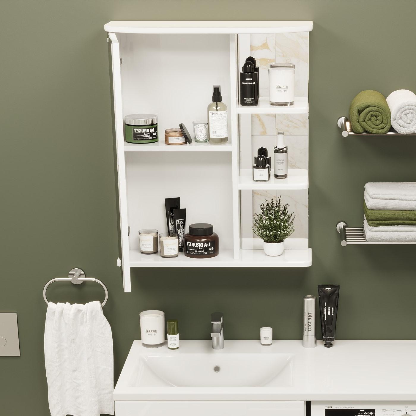 Шкаф-зеркало Onika Карина 55 белый, левый, с подсветкой