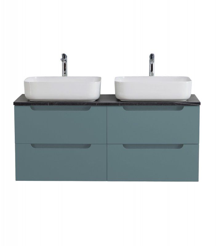 ETNA База под раковину подвесная с четырьмя выкатными ящиками для раковины с двумя чашами, Голубой Матовый, 1200x455x500, ETNA-1200-4C-SO-2-AO, артикул ETNA-1200-4C-SO-2-AO