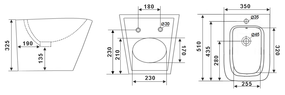 Биде подвесное TIMO SOLI 510*350*325 (TK-304MB), артикул TK-304MB