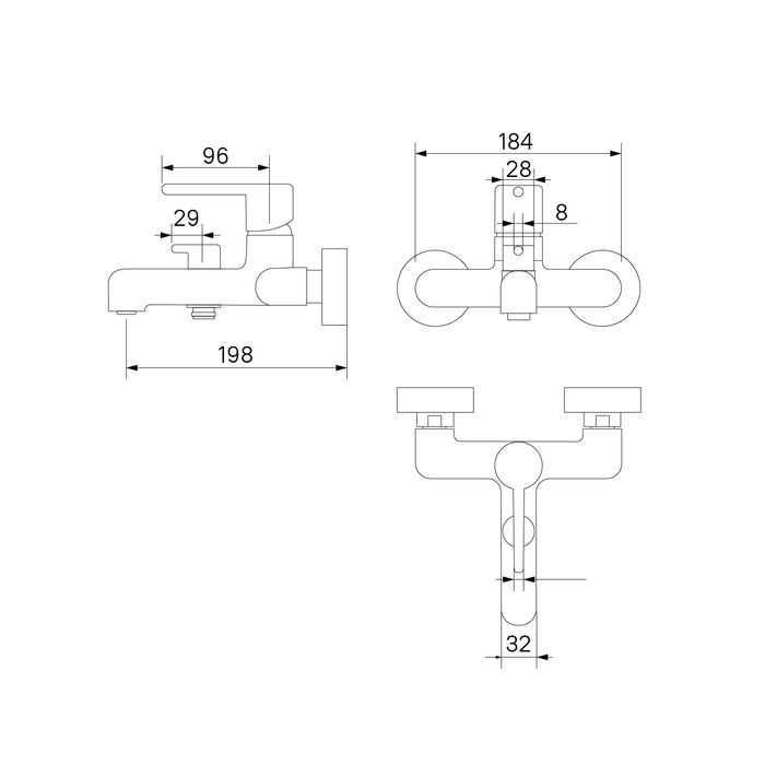 Смеситель для ванны, хром матовый, Aiger, IDDIS (AIGBC00i02WA), артикул AIGBC00i02WA