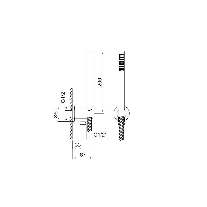 Fantini Venezia Душевой набор: ручная лейка FIT, шланг 150 см, держатель для ручной лейки, цвет: хром