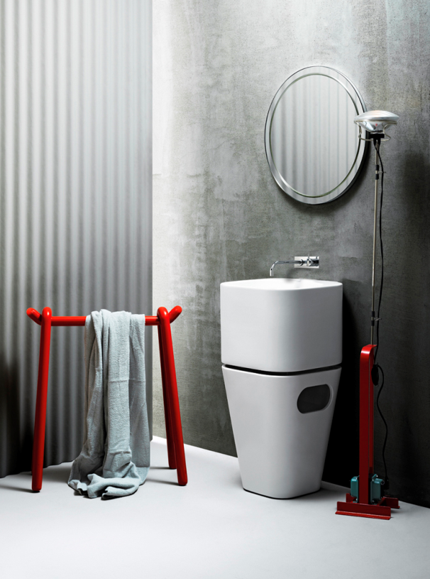 AZZURRA TANDEM Бельевая корзина под раковину из полиуретана 42х42хh52см, белая