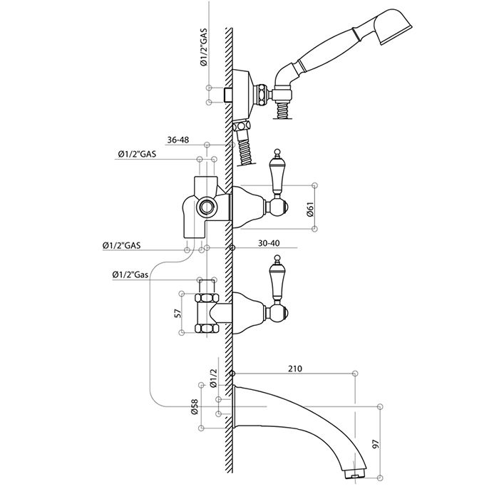 Bongio Capri Смеситель для ванны, цвет хром