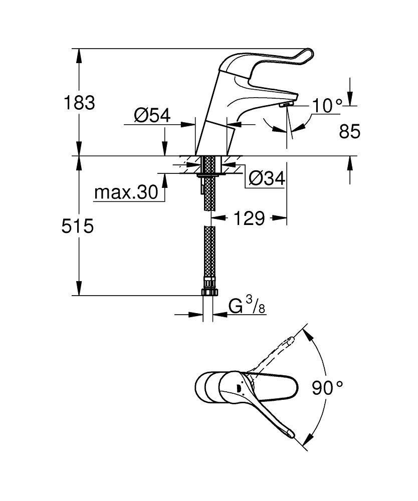 Смеситель для раковины GROHE Euroeco Special высокий, рычаг 120 мм, хром (32790000) Смеситель для раковины GROHE Euroeco Special высокий, рычаг 120 мм, хром (32790000)