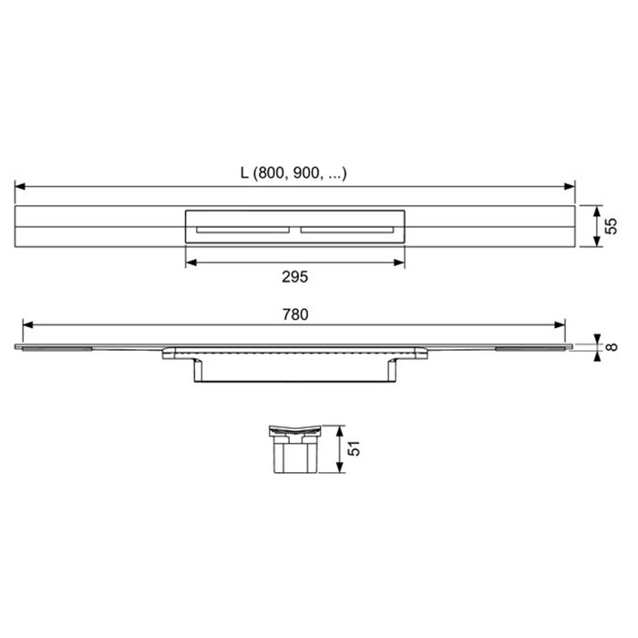 Профиль для душа TECEdrainprofile, 800 мм, PVD Polished Gold Optic