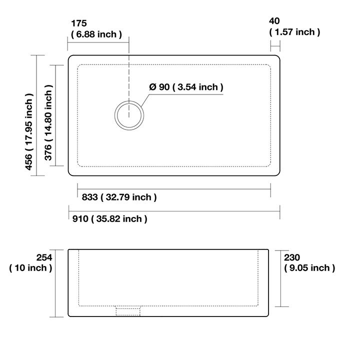 KERASAN Hanna Glasse ESSEX  Раковина керамическая кухонная 910x456x254 мм,без отв под смеситель, без сифона, толщина 40 мм, цвет белый