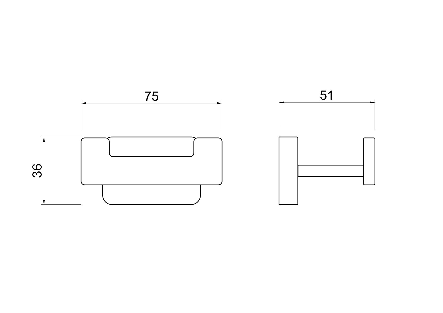 Крючок двойной AQUATEK, матовый черный AQ4302MB ЛИБРА Крючок двойной AQUATEK, матовый черный AQ4302MB ЛИБРА