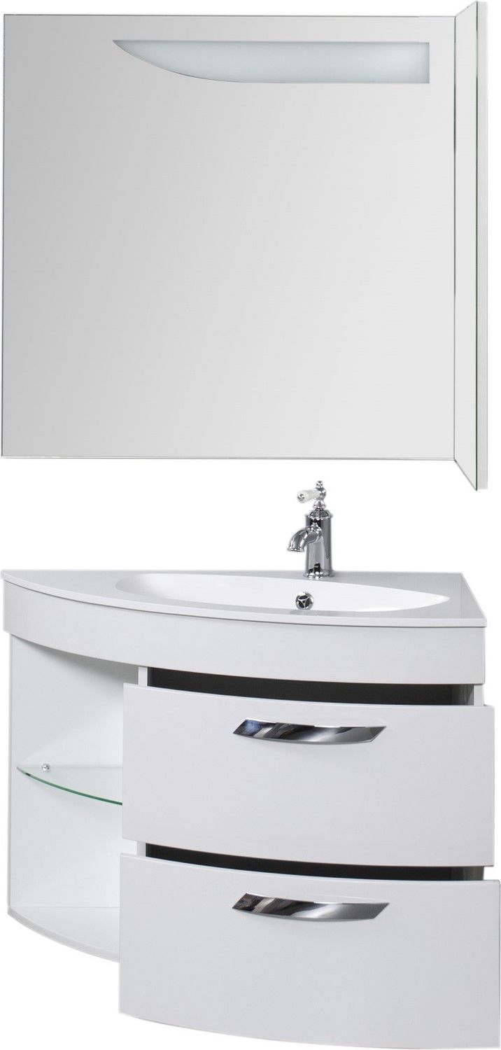 Тумба для ванной без раковины De Aqua Трио 90 Люкс R белая Тумба для ванной без раковины De Aqua Трио 90 Люкс R белая