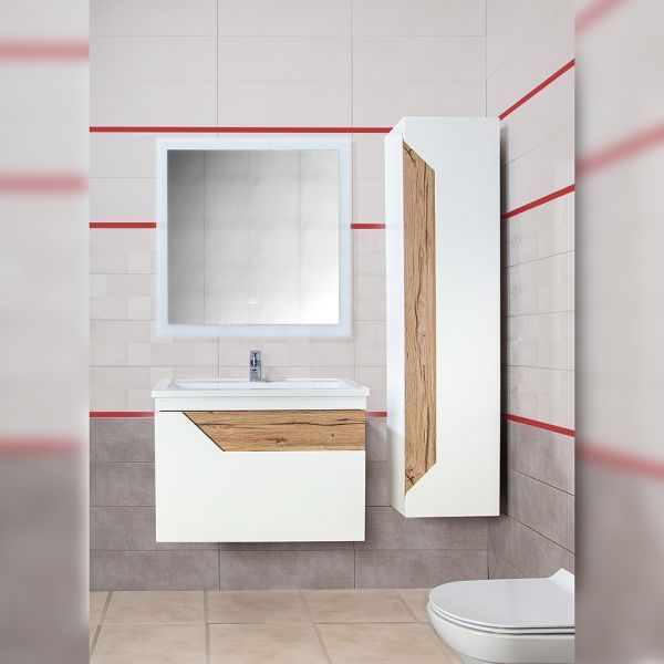 Комплект мебели для ванной Бриклаер БРАЙТОН 80, белый/дуб