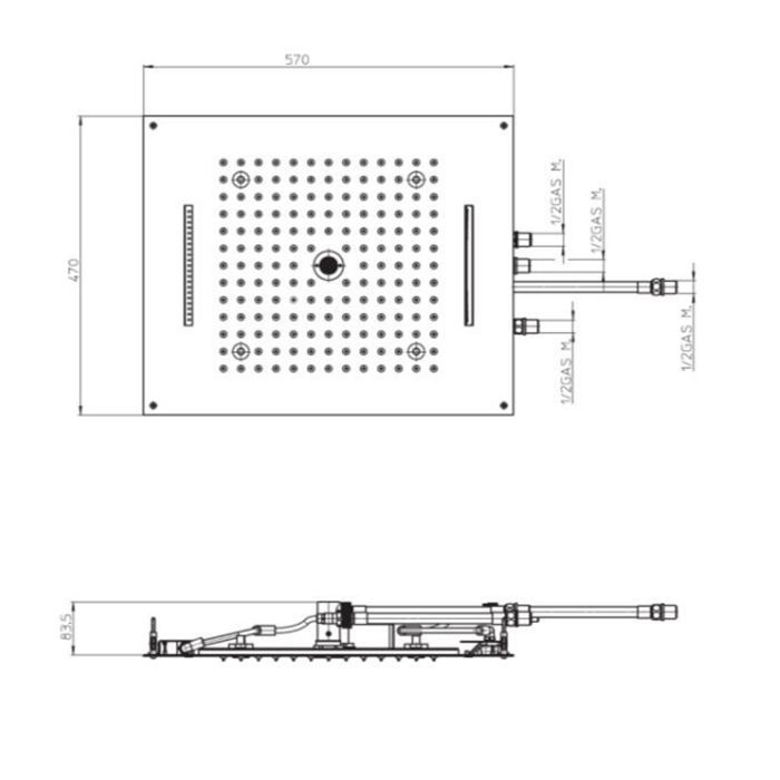 BOSSINI DREAM/4 Верхний душ 570 x 470 mm, с 4 LED RGB, 4 режима (дождь, каскад, водопад, моноструя), блок питания/управления, Cromoterapia, цвет: хром BOSSINI DREAM/4 Верхний душ 570 x 470 mm, с 4 LED RGB, 4 режима (дождь, каскад, водопад, моноструя), блок питания/управления, Cromoterapia, цвет: хром