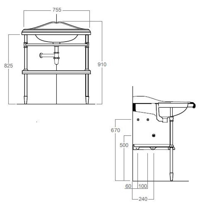 SIMAS Arcade Угловая структура для раковины AR884 и полки AR894, цвет золото, артикул 1011oro
