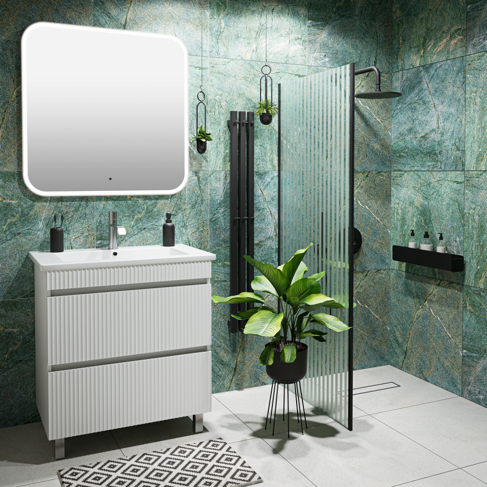 Тумба Runo Модена 75 напольная 2 ящика белая под умывальник 00-00001022 (Оскар 75) (00-00001453), артикул 00-00001453