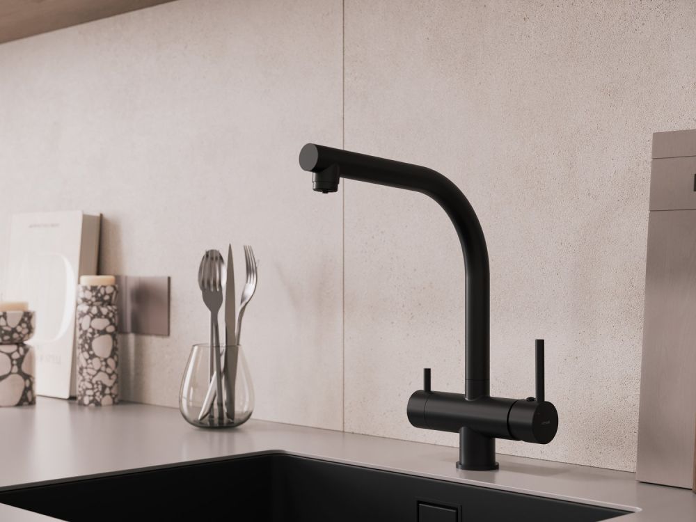 Смеситель для кухни Cersanit CREA однорычажный с фильтром черный (68223), артикул 68223