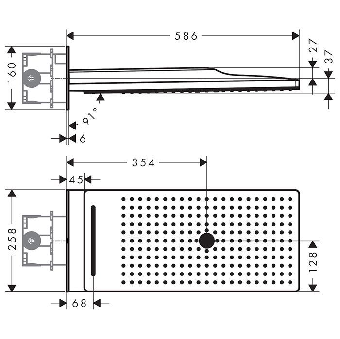 HG Rainmaker Select 580 EcoSmart Верхний душ 586x258мм, настенный, 3jet (Rain, Rainflow Waterfall, MonoRain), цвет: белый/хром HG Rainmaker Select 580 EcoSmart Верхний душ 586x258мм, настенный, 3jet (Rain, Rainflow Waterfall, MonoRain), цвет: белый/хром