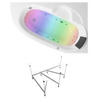 Гидромассажный комплект с хромотерапией 5 в 1 Lavinia Boho Bell Pro 36114H0C, акриловая ванна 140x95 см (правый разворот), каркас с монтажным набором, подголовник, хромотерапия, гидромассаж