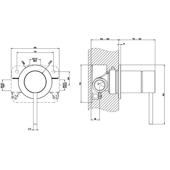 GESSI 316 Встраиваемый смеситель, на 1/2", 1 источник (внешние части), цвет: brushed black metal pvd