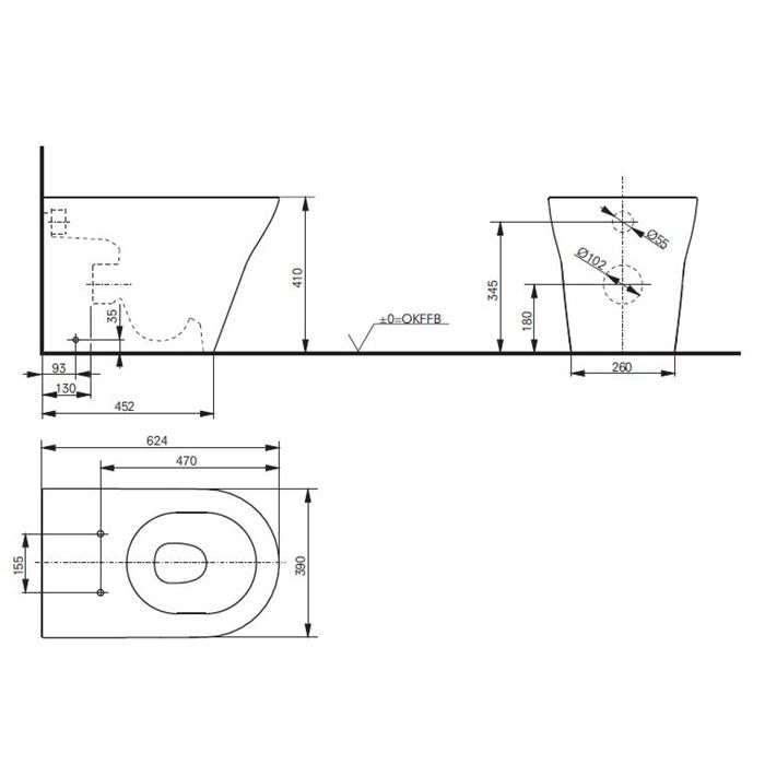 TOTO MH Унитаз приставной, 390x624x410мм, безободковый, без сиденья(подходит: VC10047NN, VC10162), Tornado Flush, CeFiONtect, цвет: белый