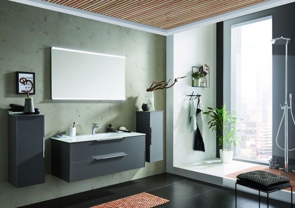 Комплект мебели Puris Ice Line с раковиной из стекла, 1200 мм, цвет серое матовое стекло