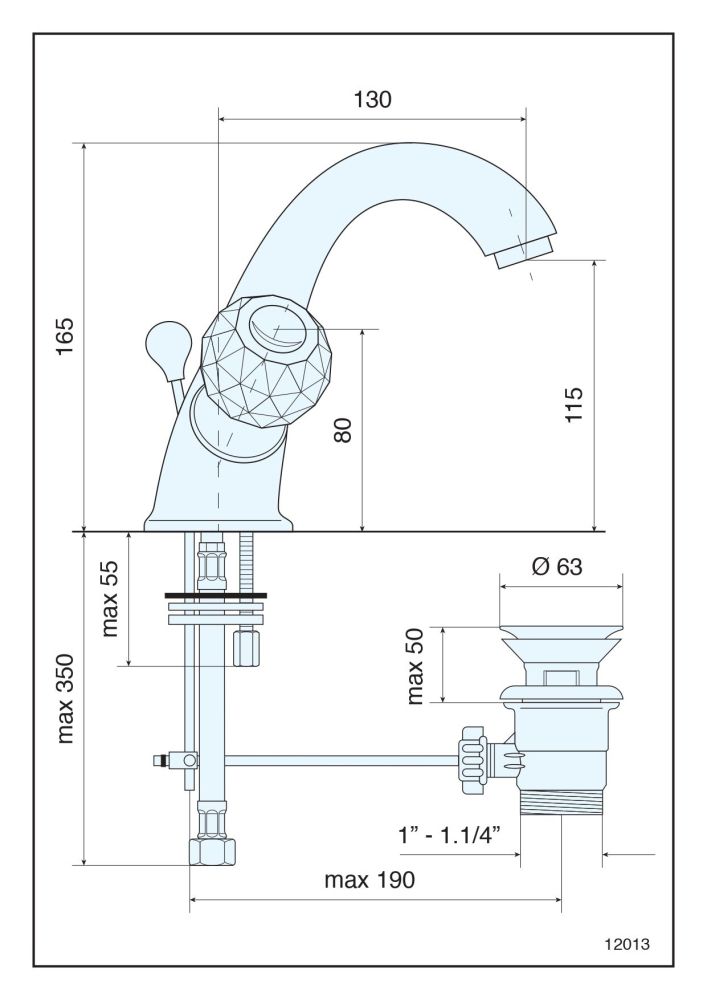 Смеситель Deco Cristall с донным клапаном для раковины, цвет хром