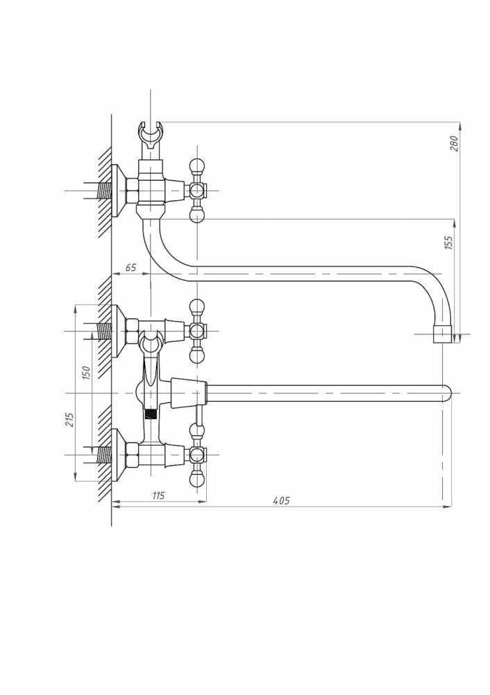 Смеситель для ванны с душем FAUZT FZs-471-54 тип См-ВУДРНШлА, артикул FZs-471-54