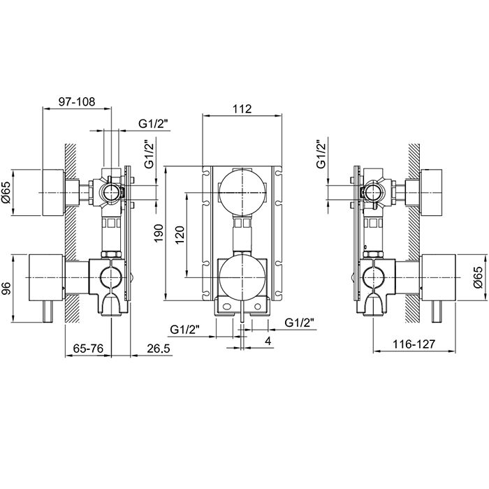 Внутрення часть, Fantini, AF/21 Fukasawa, назначение-смеситель для душа