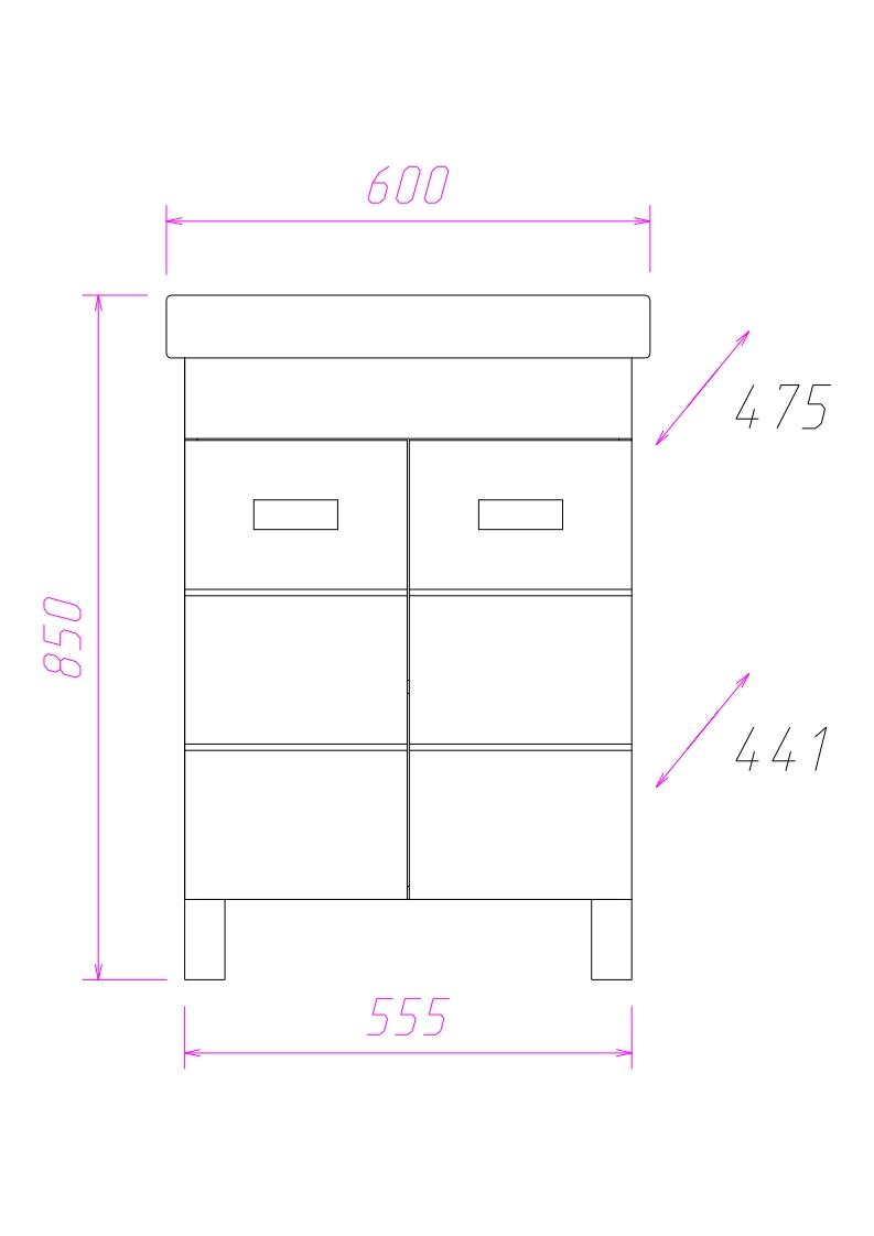 Тумба Onika Балтика-Квадро 60 напольная, белая (ум.Тигода 60)