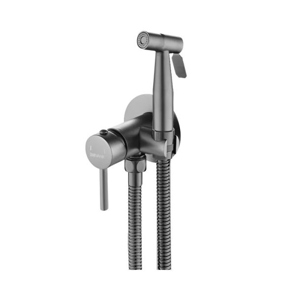 Гигиенический душ со смесителем Shevanik S147T, оружейная сталь