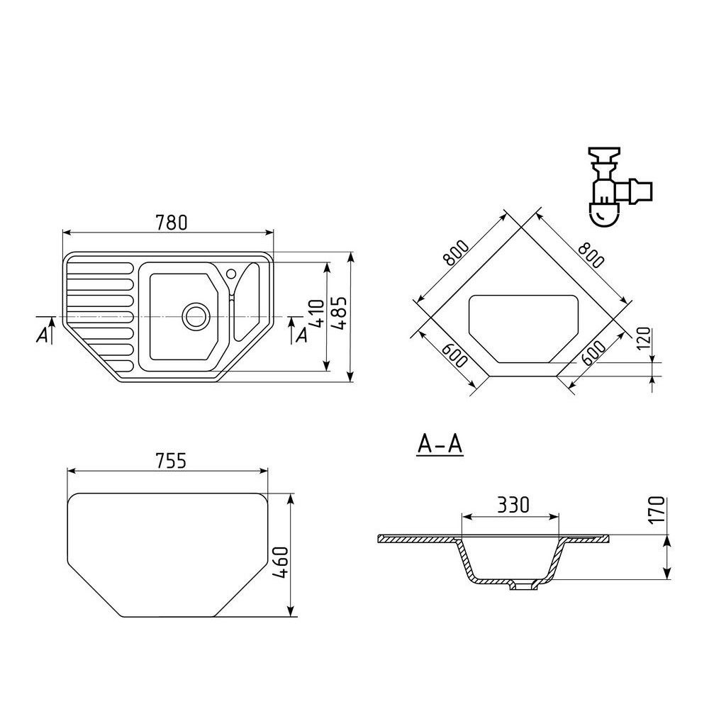 Кухонная мойка Ulgran U-109-331, белый, артикул U-109-331