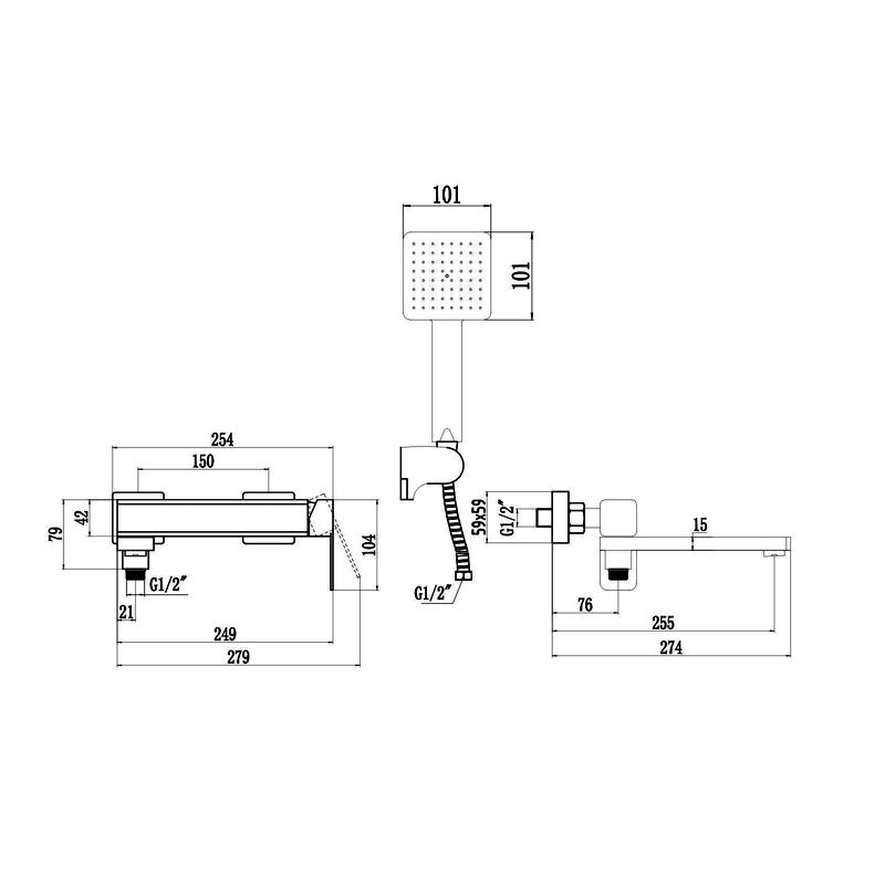 Смеситель для ванны Fmark FS8724-22, сатин, артикул FS8724-22