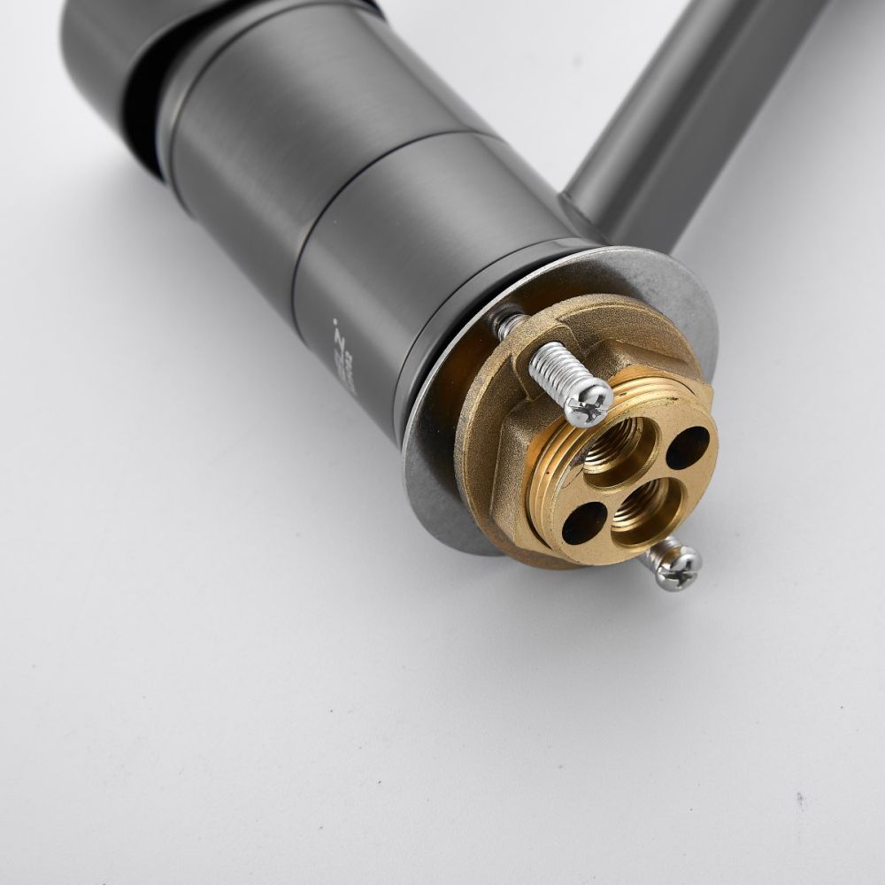 Смеситель для кухни с хирургической ручкой BELZ B19019-3, оружейная сталь