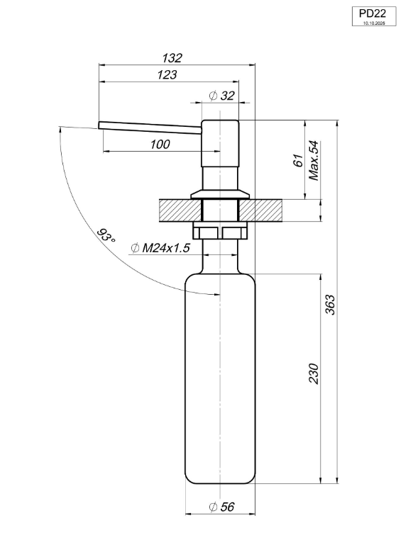 Дозатор для кухонной мойки GRANULA (22PD, ТУРМАЛИН), артикул 22PD, ТУРМАЛИН