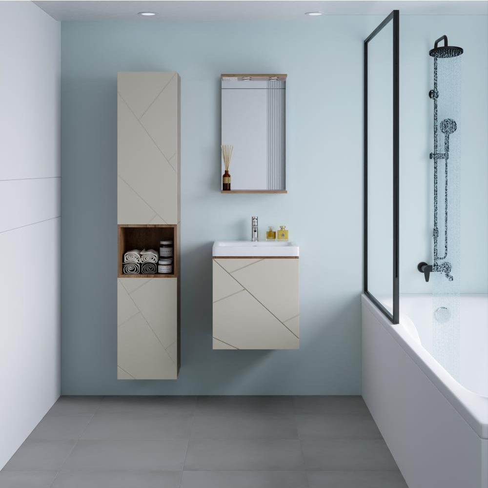 Зеркало Бриклаер КРИСТАЛЛ 40 см, дуб крафт табачный, артикул 4627125416811