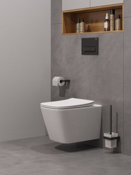 KRAFT-TOR Унитаз подвесной безободковый со смывом "Торнадо", с функцией биде и смесителем, с сиденьем дюропласт soft close BB7106CH-TOR-BS/SC