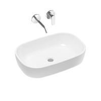Комплект 2 в 1 Lavinia Boho Bathroom Sink 21510129, накладная фарфоровая раковина 54 см, встраиваемый смеситель со скрытым механизмом