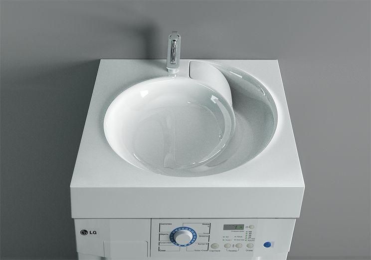 Раковина над стиральной машиной Киото 60*60 с кронштейнами Раковина над стиральной машиной Киото 60*60 с кронштейнами