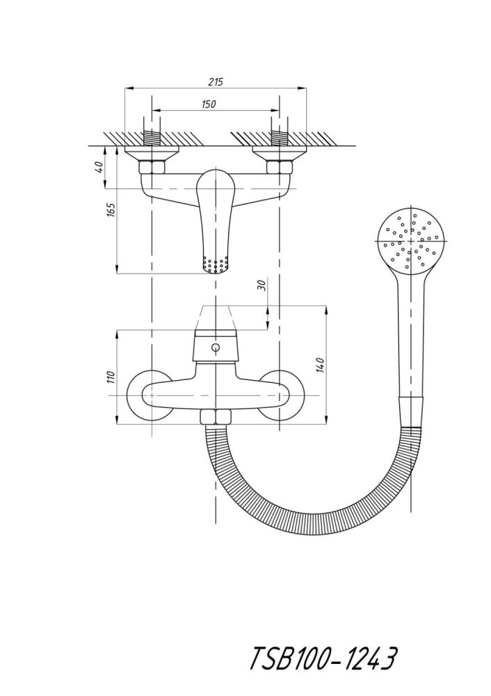 Смеситель для душевой кабины TSARSBERG (TSB-100-1243) тип См-ДшОРНШлА, артикул TSB-100-1243