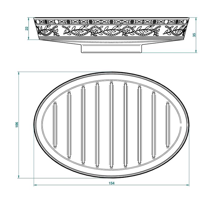 THG MARQUISE NOIR DECOR OR Мыльница керамическая, настольная, декор черный/золото, цвет белый