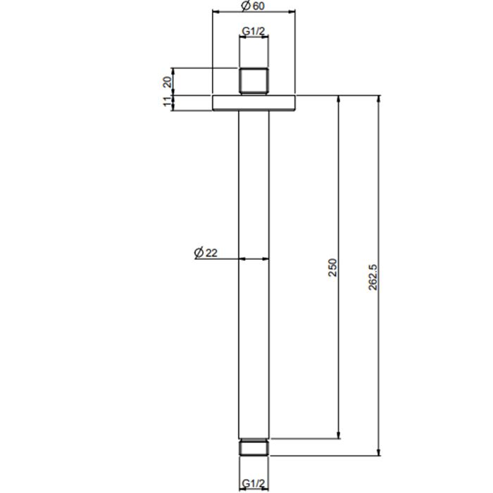 FIMA|Carlo Frattini Spillo Steel Держатель верхнего душа 250 мм., потолочный монтаж, цвет INOX FIMA|Carlo Frattini Spillo Steel Держатель верхнего душа 250 мм., потолочный монтаж, цвет INOX