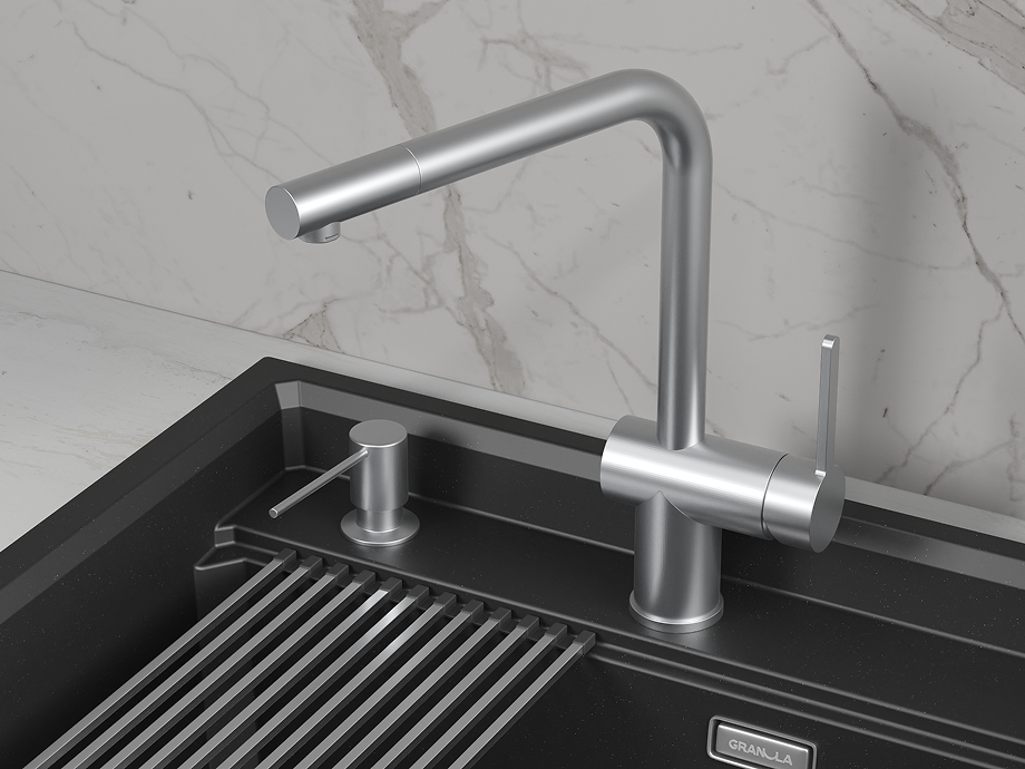 Смеситель для кухни GRANULA (5017, НЕРЖ), артикул 5017, НЕРЖ